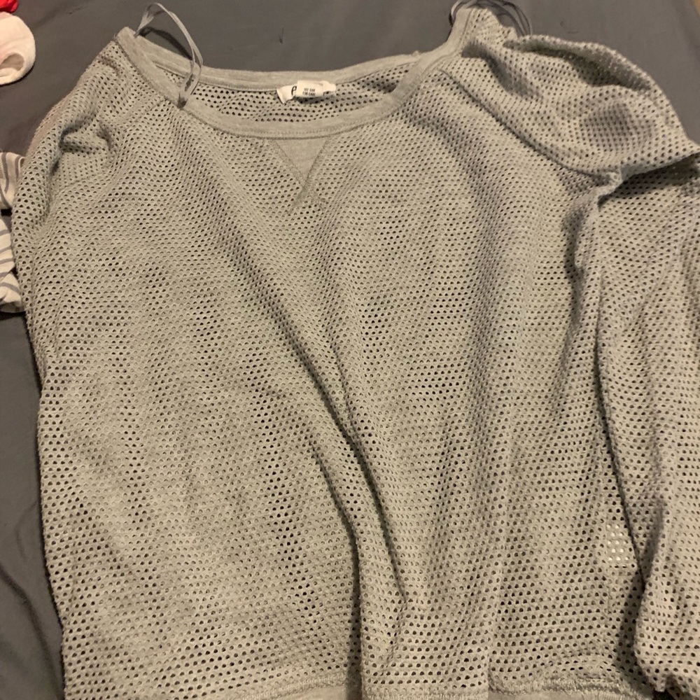 See through mesh long sleeve